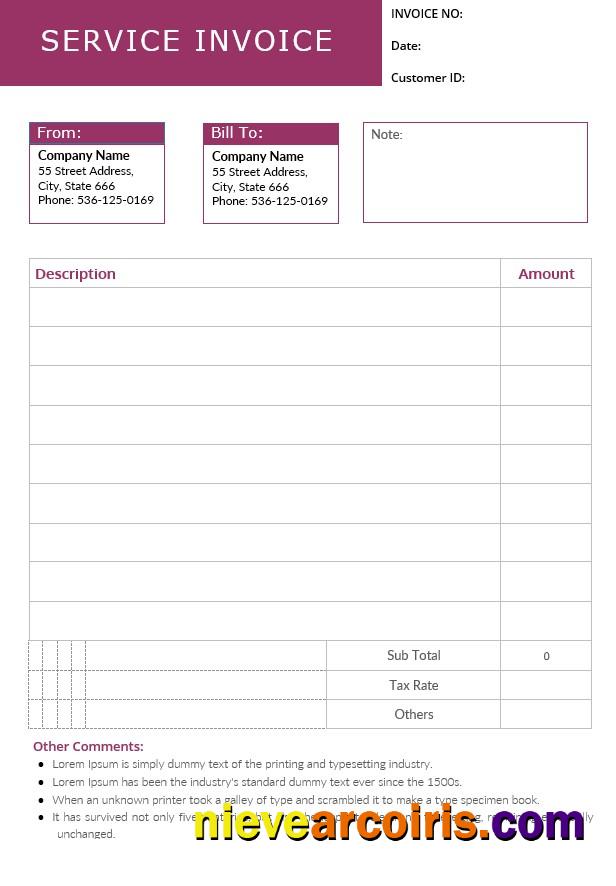 Editable Service Invoice